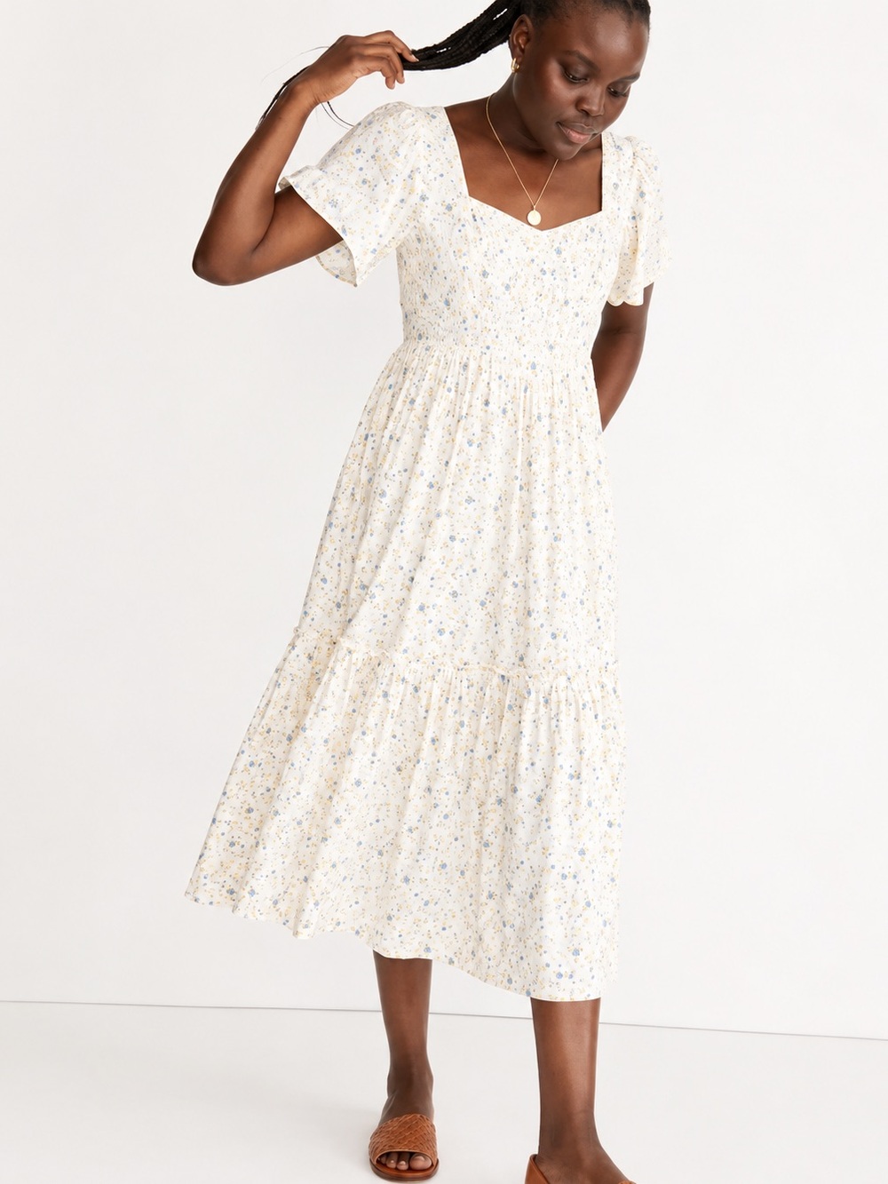 Madewell Folkmagic Floral Flutter Sleeve Tiered Maxi Dress Cottagecore Size 4